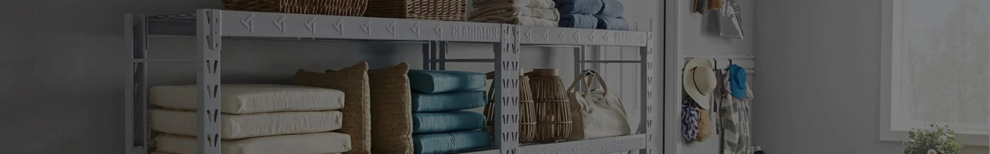 Items placed on Gladiator® heavy duty storage racks.