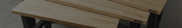 A top down view of Gladiator® adjustable height workbench.