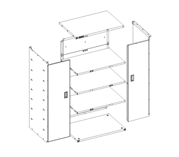 A disassembled Ready-to-Assemble Cabinet.