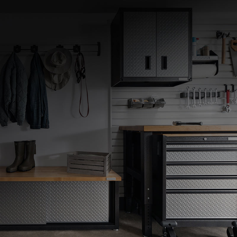 Items stored on Gladiator® wall organization