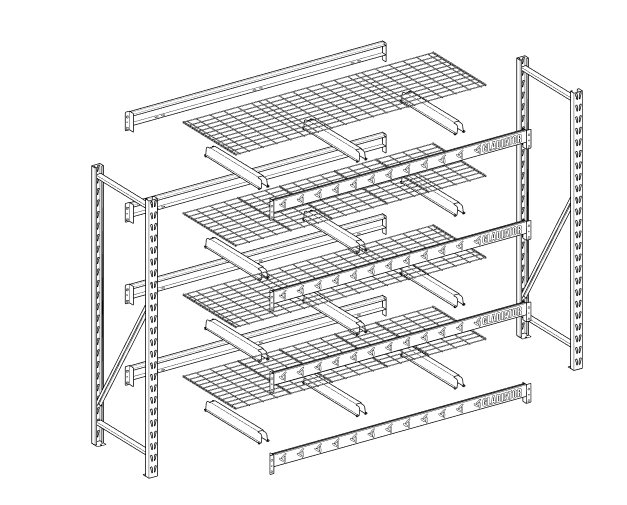 A disassembled Heavy Duty Storage Rack.