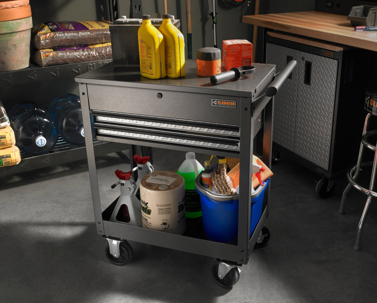 A 2-Drawer Utility Cart.