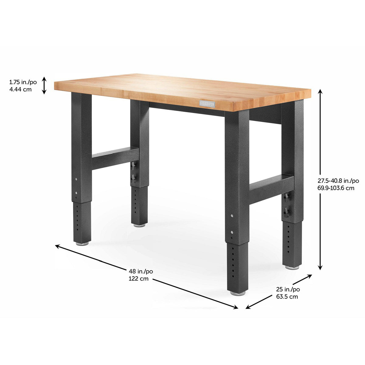 3 of 9 images - 4' Adjustable Height Hardwood Workbench