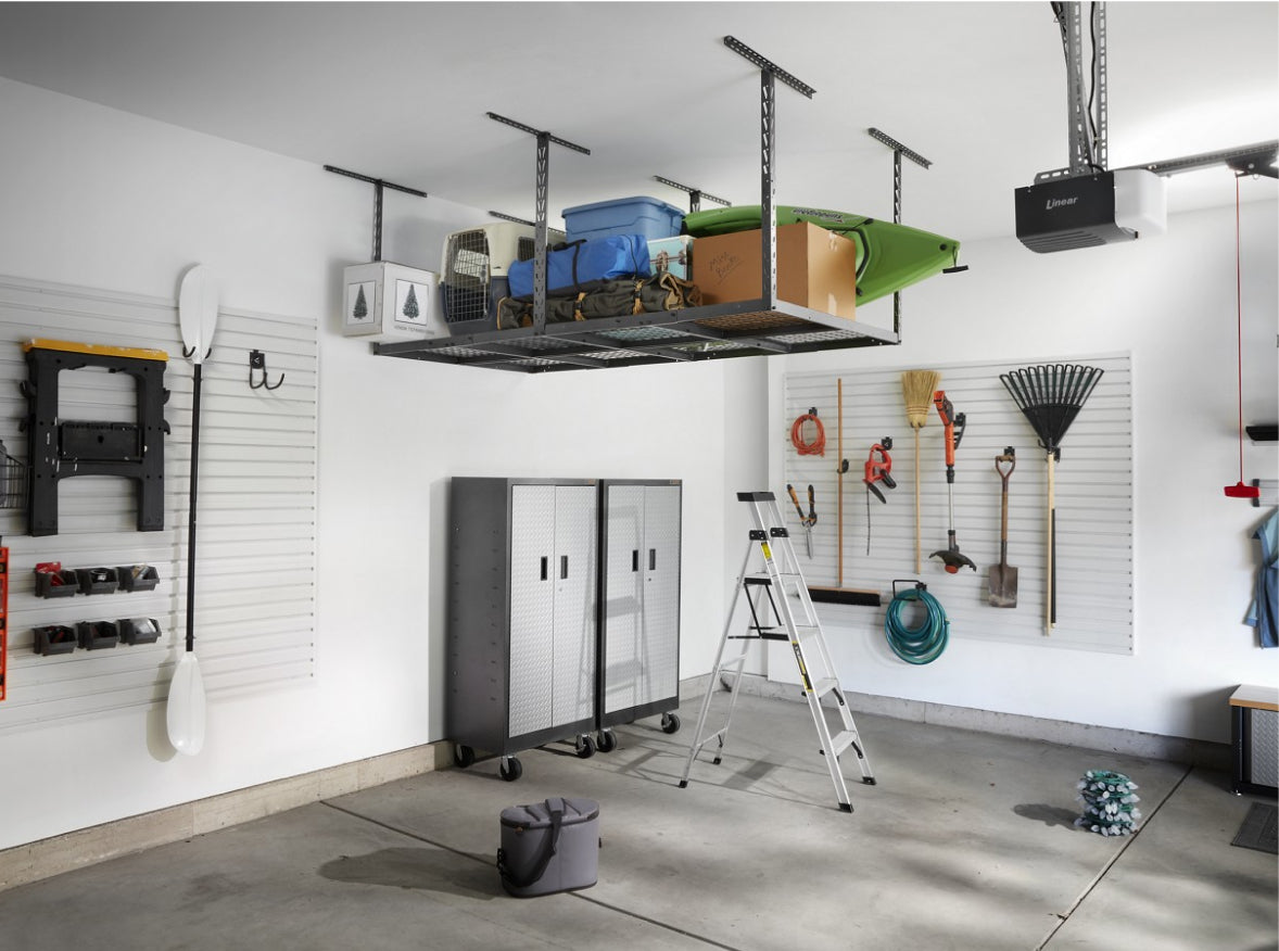 Garage Storage, Garage Cabinets, Overhead Storage Racks, and Flooring