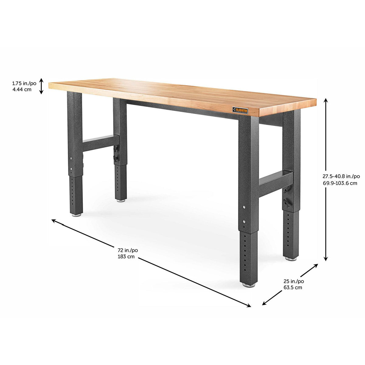 3 of 10 images - 6' Adjustable Height Hardwood Workbench