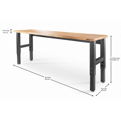 3 of 13 images - 8' Adjustable Height Hardwood Workbench (thumbnails)