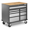 2 of 13 images - Premier 41 inch 9-drawer Mobile Tool Workbench with Solid Wood Top