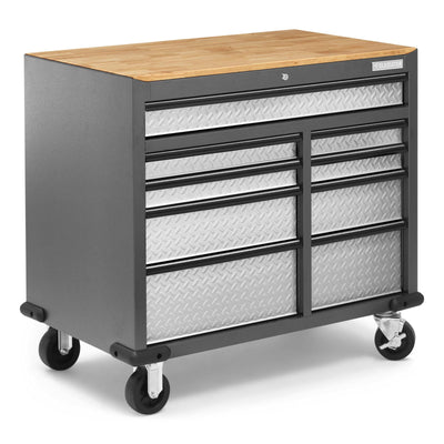 2 of 13 images - Premier 41 inch 9-drawer Mobile Tool Workbench with Solid Wood Top (thumbnails)