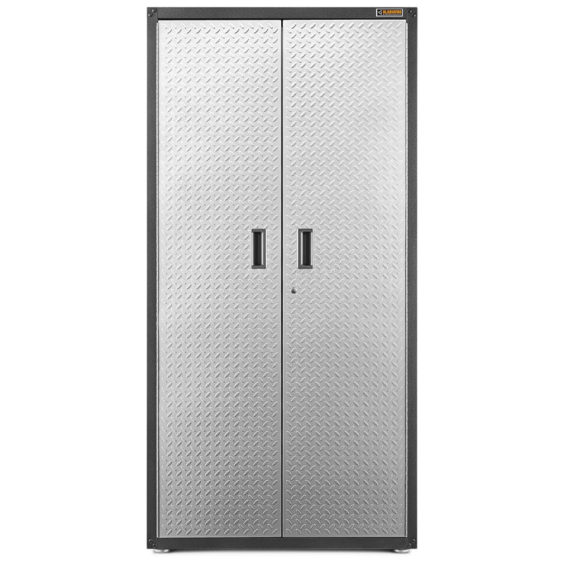 INTERGREAT Steel Storage Cabinet Lockable Metal Storage Cabinets with 2 Adjustable Shelves Counter Height Cabinet, Light Gray
