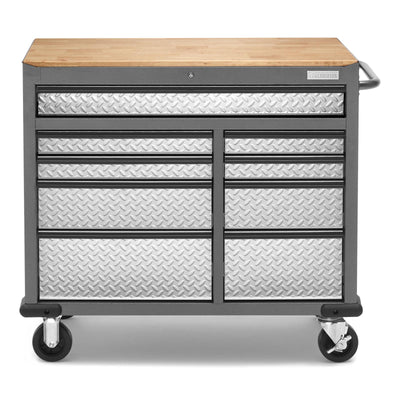 1 of 13 images - Premier 41 inch 9-drawer Mobile Tool Workbench with Solid Wood Top (thumbnails)