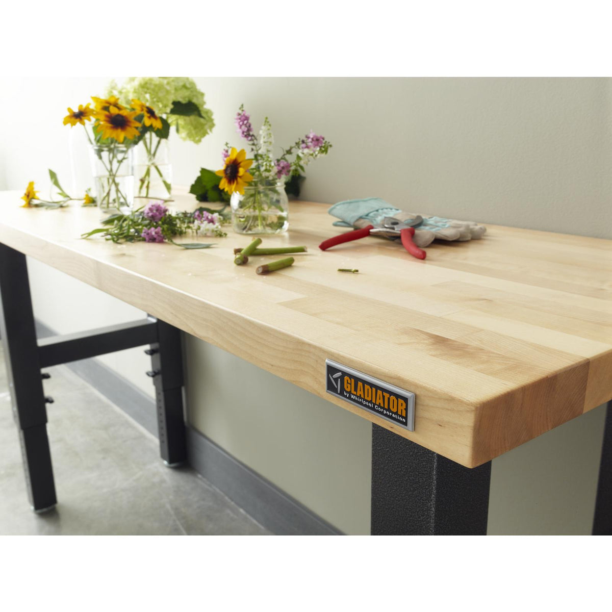 6 of 10 images - 6' Adjustable Height Hardwood Workbench