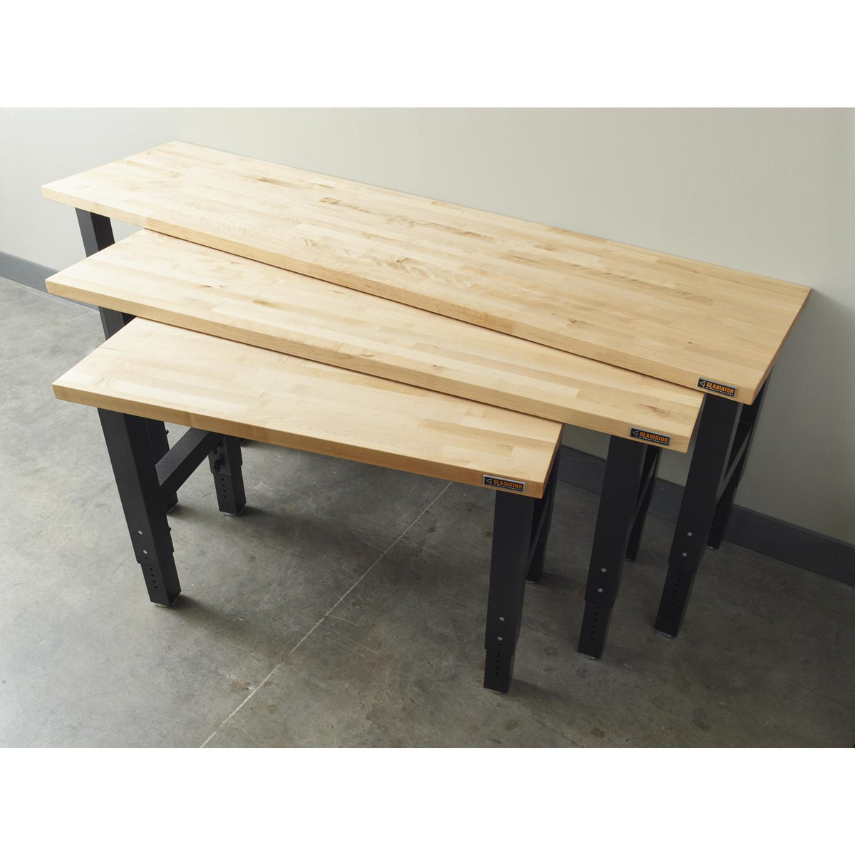 7 of 10 images - 6' Adjustable Height Hardwood Workbench